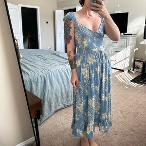 Urban Outfitters Blue and Cream Floral Dress